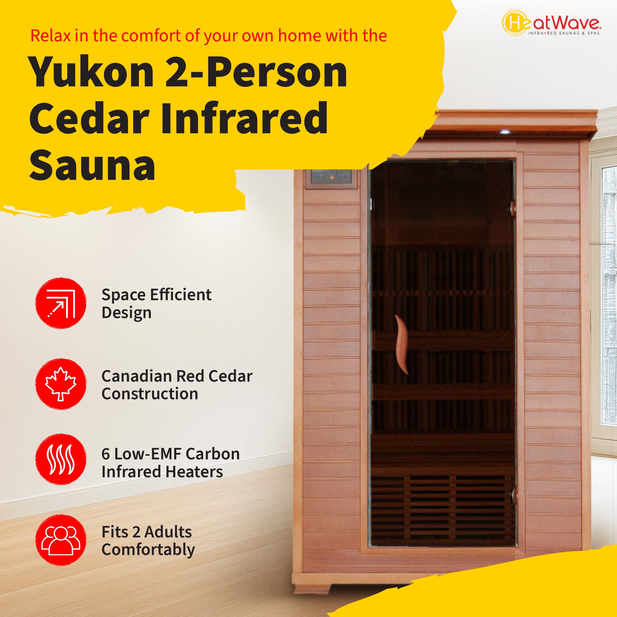 Yukon 2-Person Cedar Deluxe Sauna