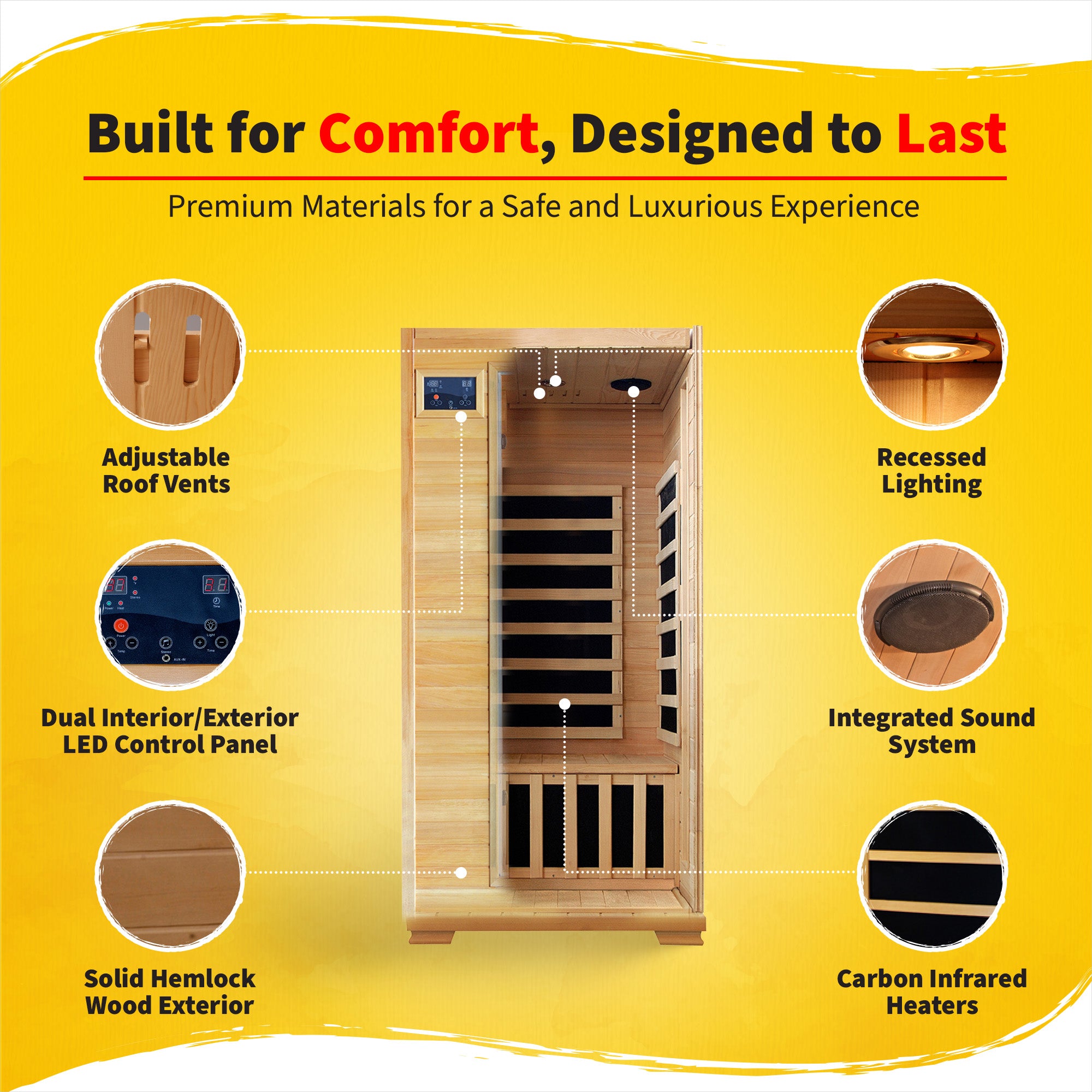Buena Vista 1-2 Person Hemlock Carbon Sauna