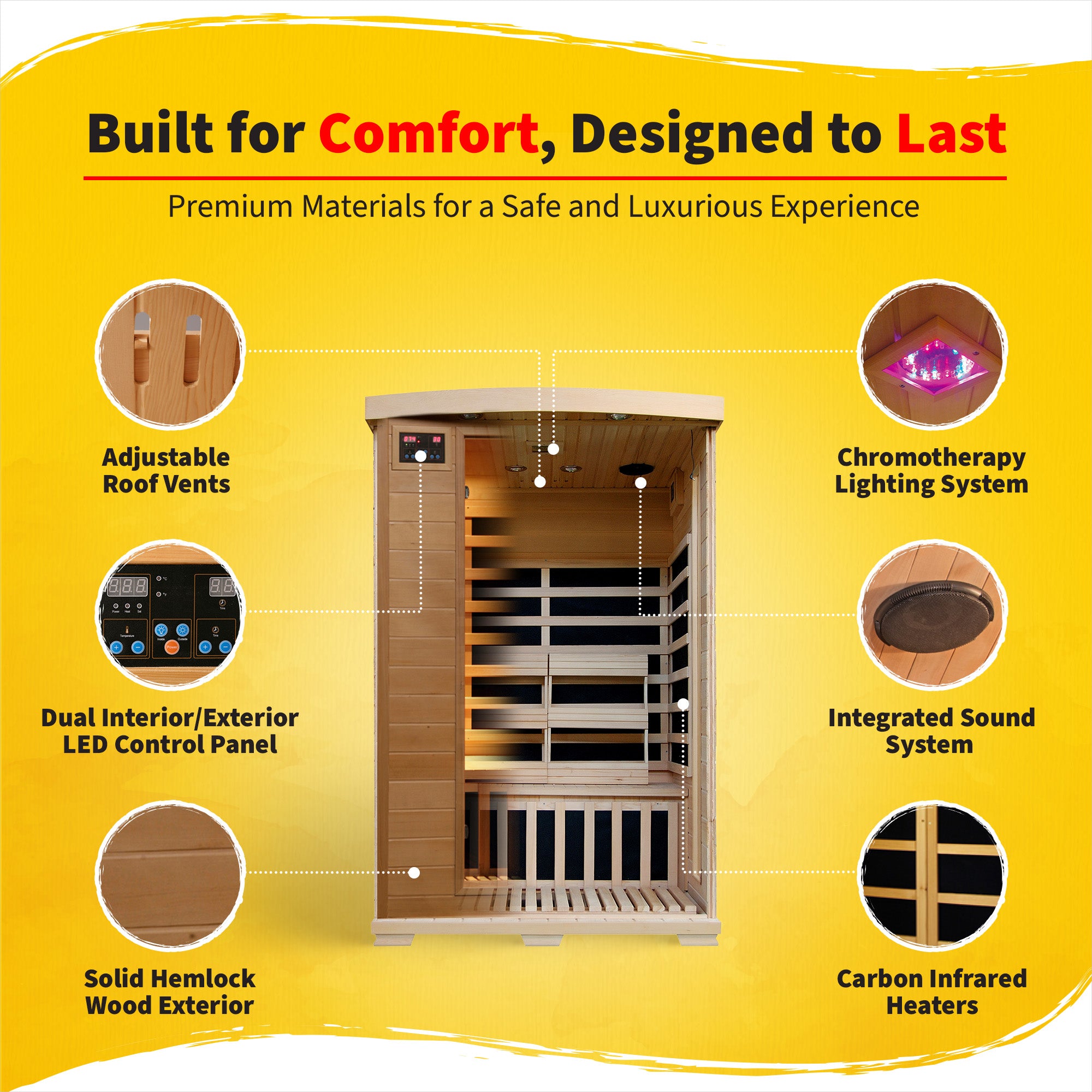 Coronado 2-Person Hemlock Deluxe Carbon Sauna