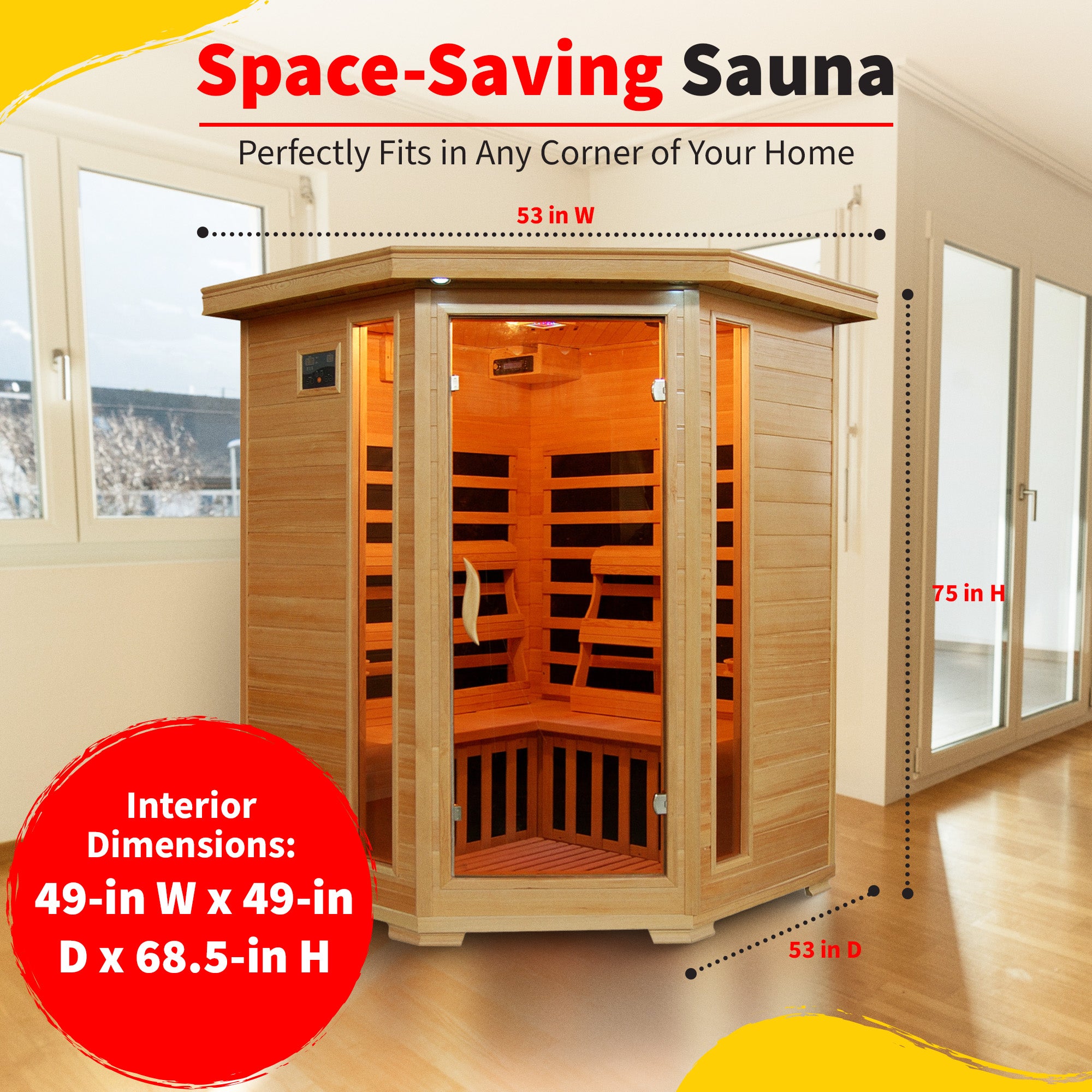 Santa Fe 3-Person Hemlock Corner Sauna