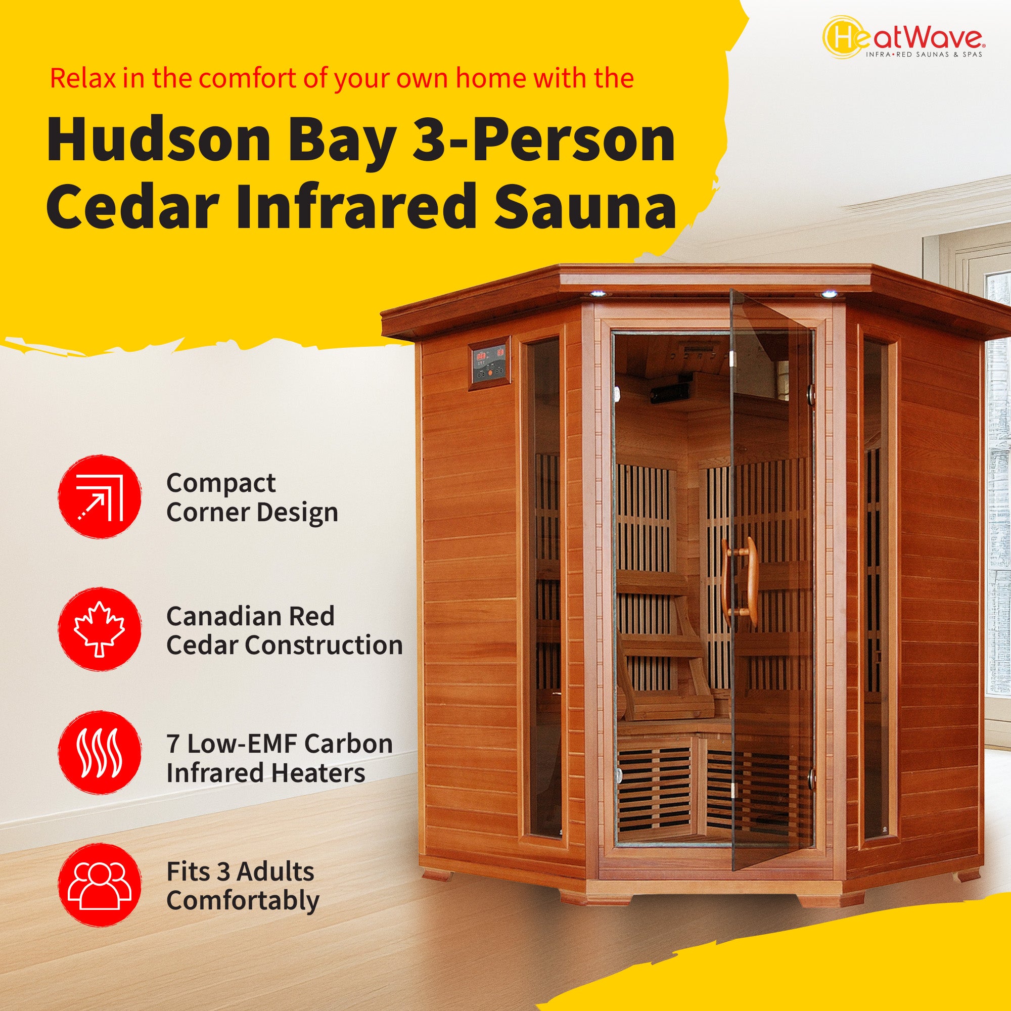 Hudson Bay 3-Person Cedar Corner Sauna