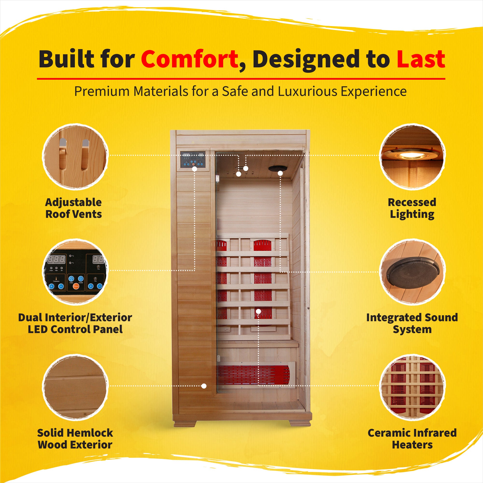 Buena Vista 1-2 Person Hemlock Ceramic Sauna