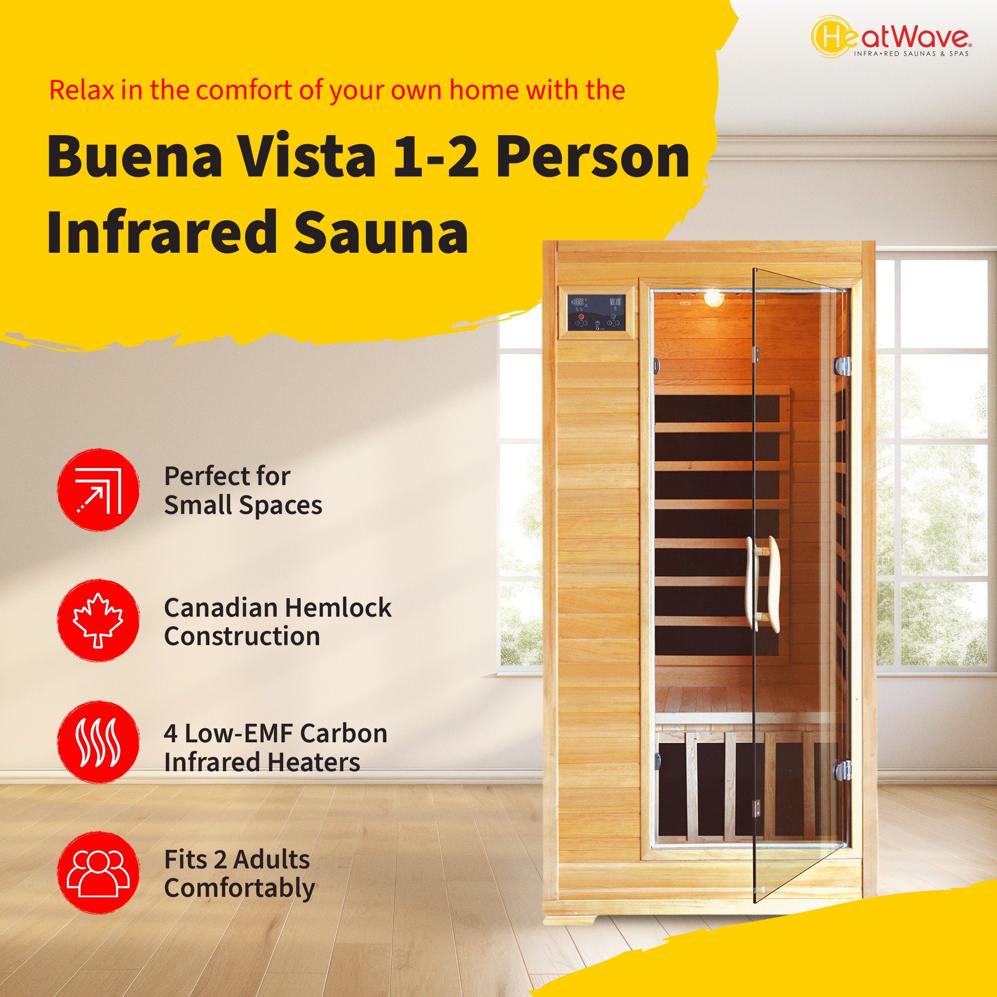 Buena Vista 1-2 Person Hemlock Carbon Sauna