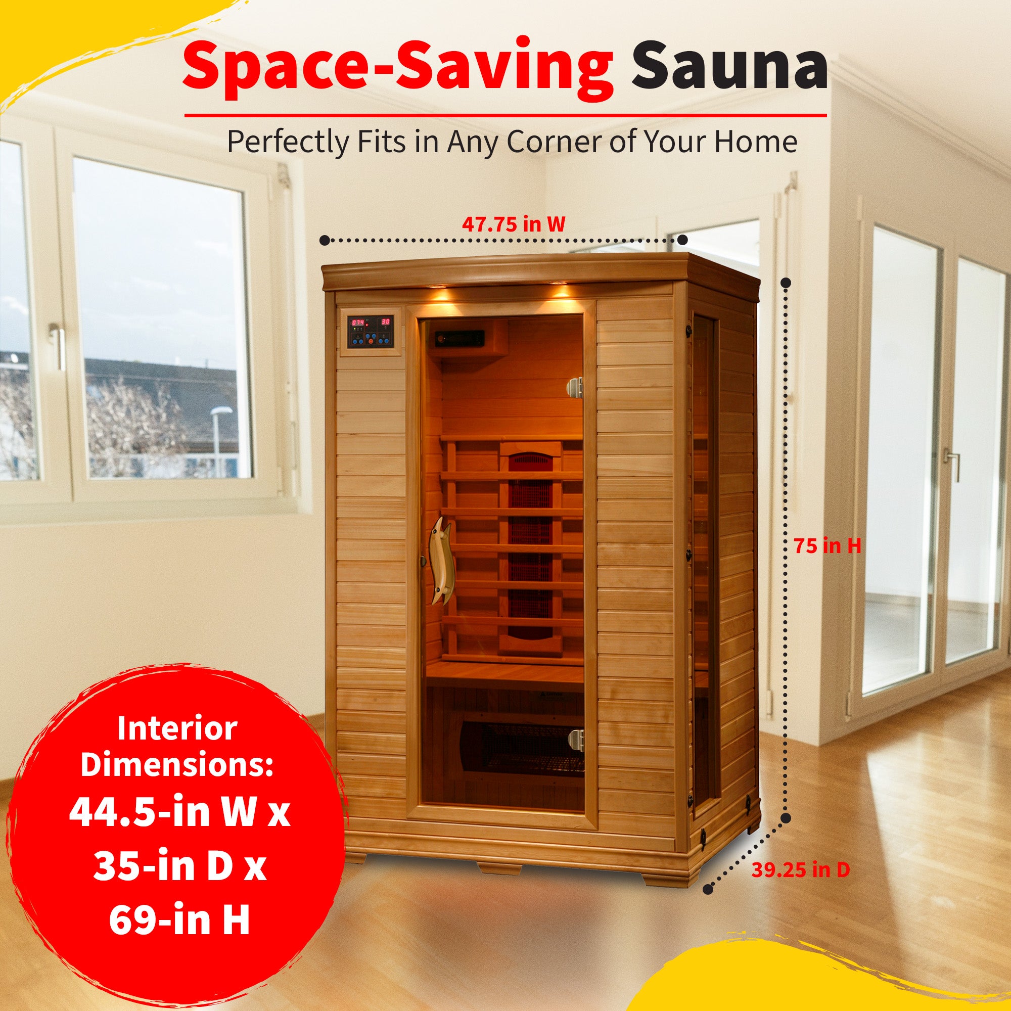 Coronado 2-Person Hemlock Infrared Sauna with 5 Ceramic Heaters