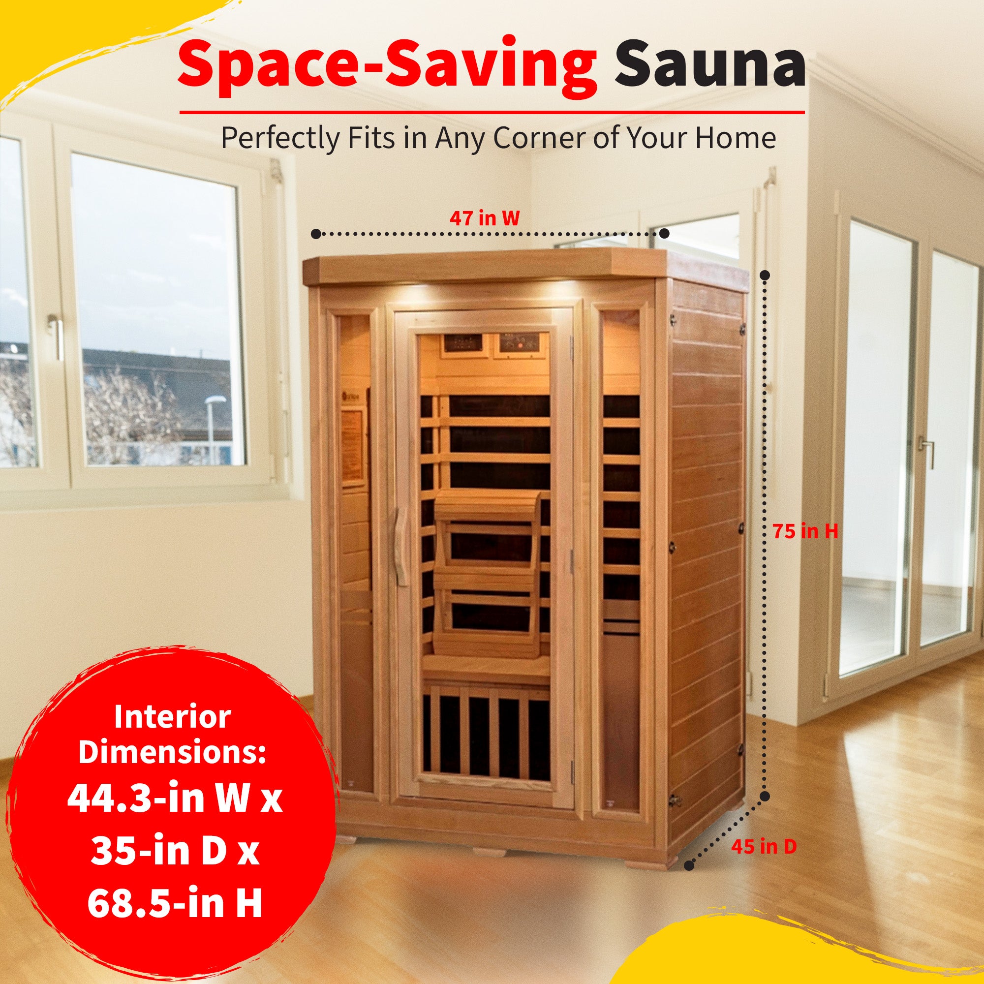 Sonoma 2-Person Hemlock Sauna With 6 Carbon Heaters