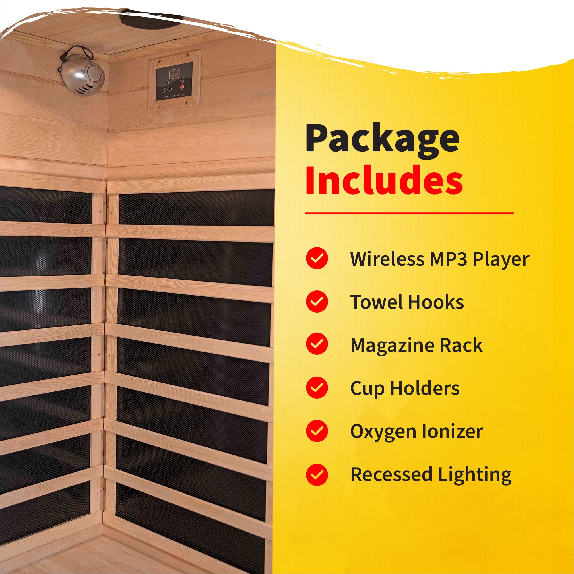 Sonoma 2-Person Hemlock Sauna With 6 Carbon Heaters
