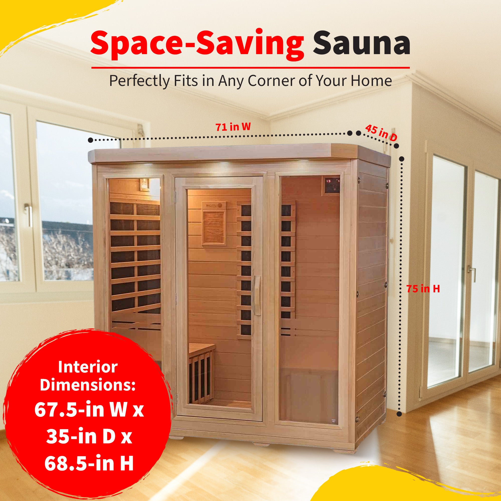 Sonoma 4-Person Hemlock Sauna With 9 Carbon Heaters