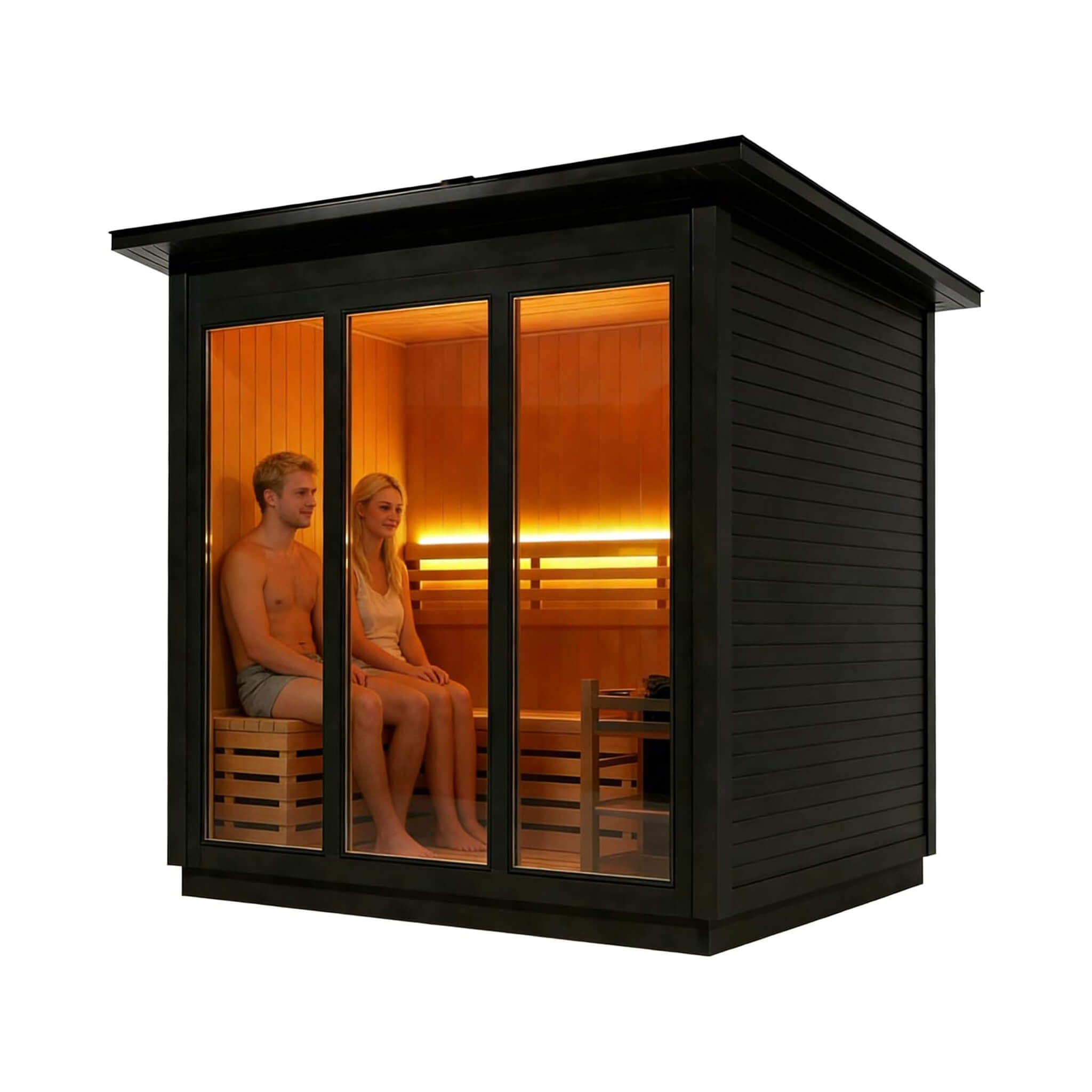Custom 8-Person Luxury Spruce Outdoor Steam Sauna With Heater And Stones [Made-To-Order] (SAK51642)